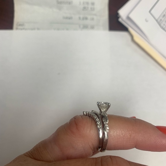 1 ctw diamond engagement ring and wedding band.